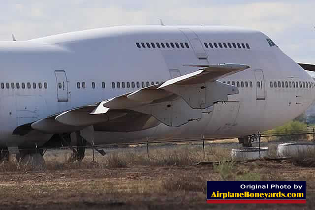 Boeing 747, engines removed, at the Phoenix Goodyear Airport in the Arizona desert