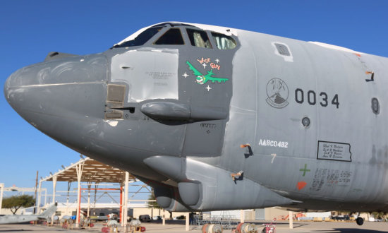 Boeing B-52H "Wise Guy" S/N 60-0034 during restoration at the 309th AMARG at Davis-Monthan AFB in Tucson, Arizona