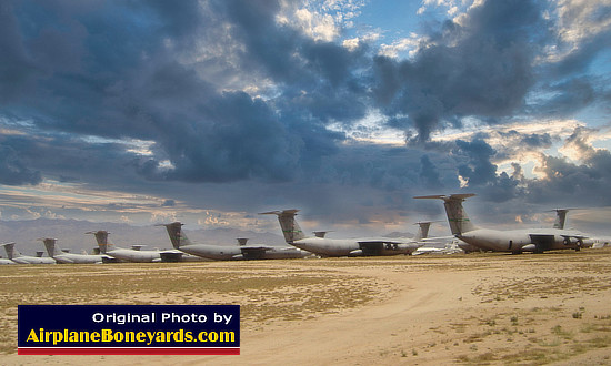 U.S. Air Force C-141 Starlifters in storage at the Davis-Monthan Air Force Base AMARG facility in Tucson, Arizona