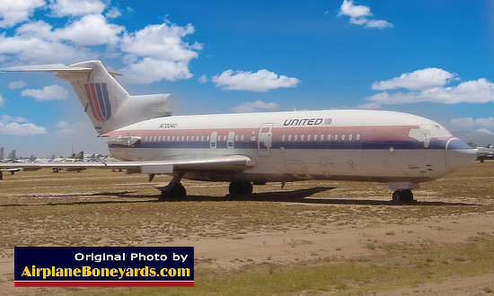 United Air Lines Boeing 727-100, S/N N7004U, built in 1963, on display at Davis-Monthan AMARG's "Celebrity Row"