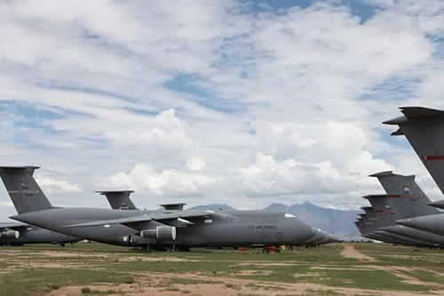 C-5A Galaxy transports in storage at Davis-Monthan Air Force Base AMARG
