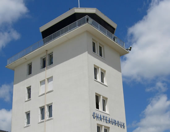 The control tower at the Chateauroux Airport in France