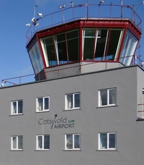 The control tower at the Cotswold Airport in the United Kingdom