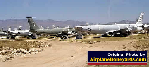 C-135 aircraft in the parts reclamation area at Davis-MOnthan Air Force Base's AMARG facility