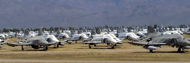 F-4 Phantom II fighters in desert storage at Tucson, Arizona, AMARG