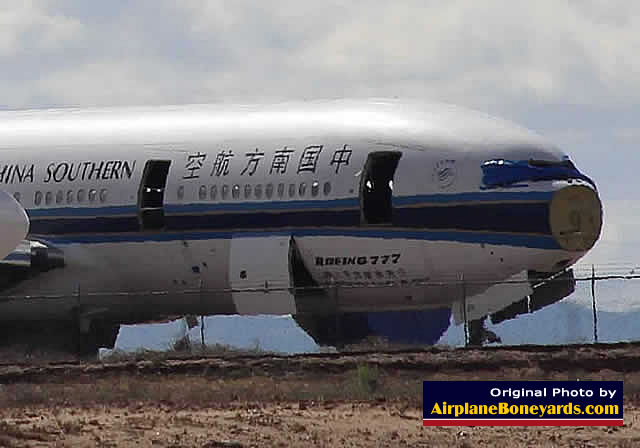 How are airliners scrapped? Seen here is a China Southern Airlines Boeing 777 being scrapped at the Phoenix Goodyear Airport