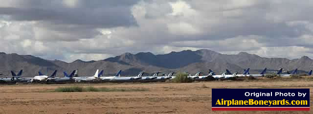 Airliner storage area at Phoenix Goodyear Airport in Arizona 