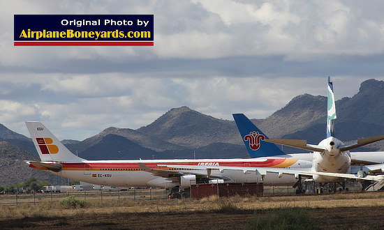 Ex-Iberia Airbus A340 being reclaimed at the Phoenix Goodyear Airport 