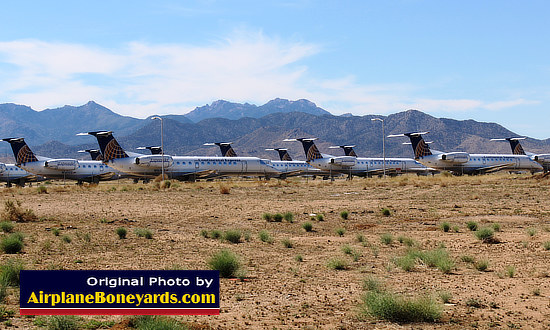 Continental Airlines Express jets in storage at the Kingman Airport in Arizona (May 2013)