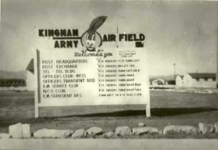 Entrance sign at Kingman Army Air Field during World War II