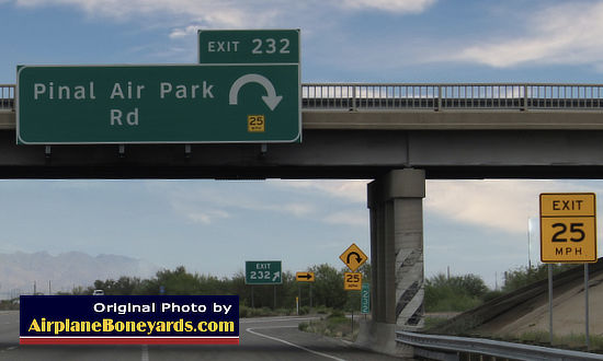 Exit 232 off Interstate I-10 to Pinal Air Park Road
