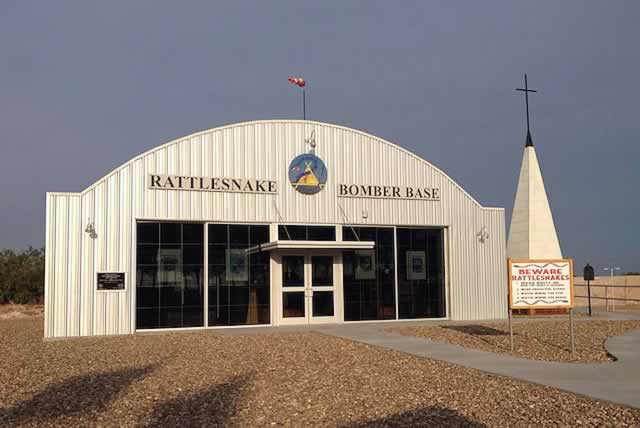 Exterior view of the Rattlesnake Bomber Base Museum in Monahans, Texas