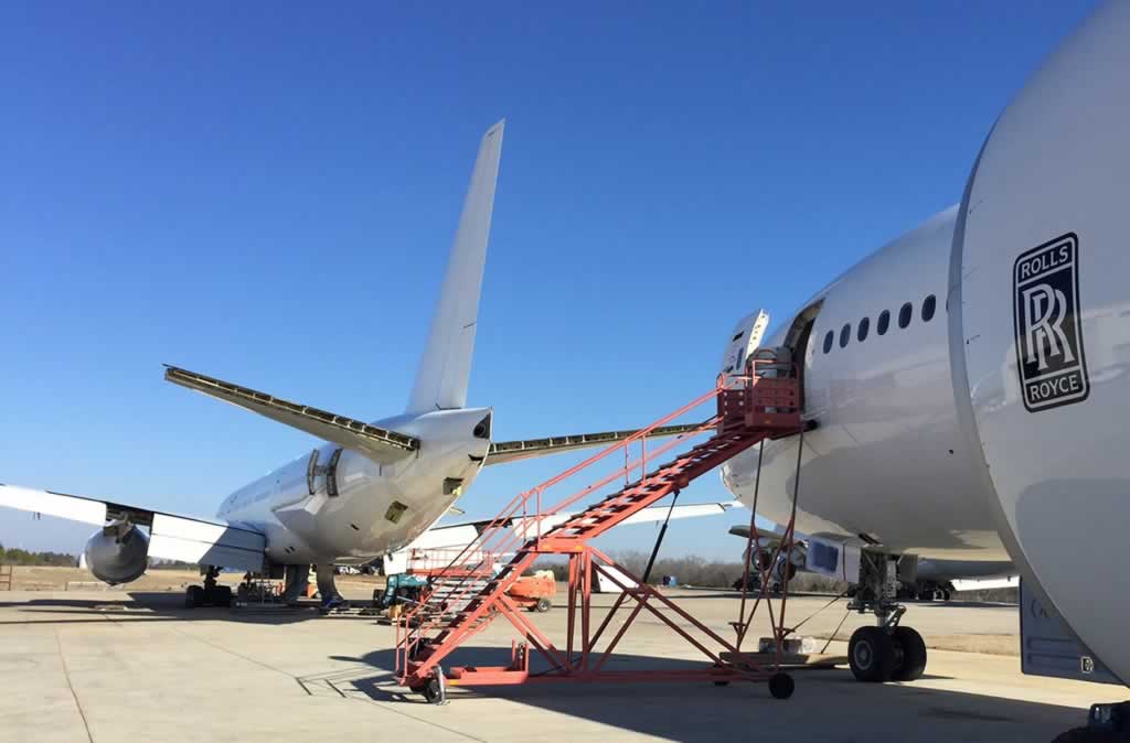 Airliner disassembly operations at the Tupelo Regional Airport