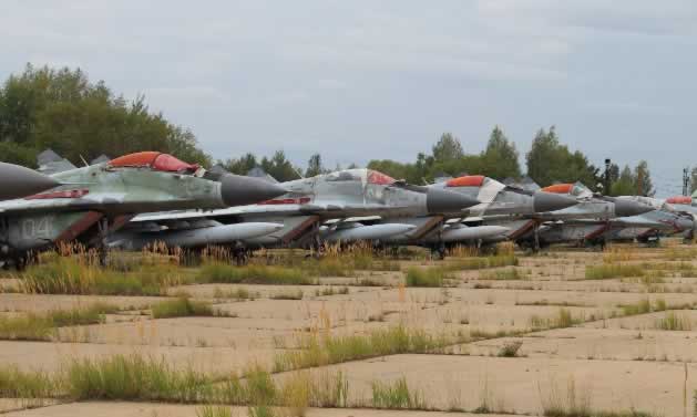Jet fighters in storage near Lukhovitsy, Russia